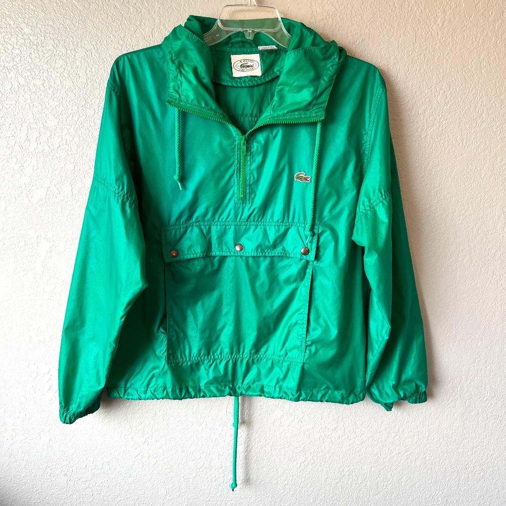 Vintage Lacoste IZOD hooded windbreaker with kangaroo pouch